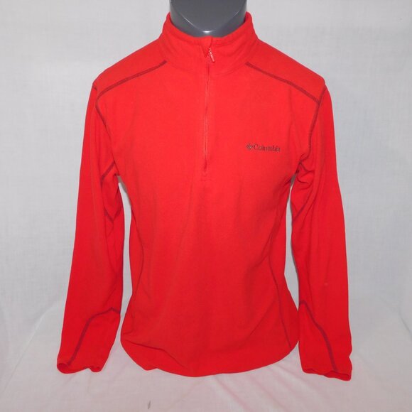 Columbia Mens M Klamath Range II Half Zip micro Fleece Red Pullover Top - Picture 11 of 11